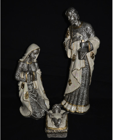 Presépio Prateado c/ Manto Madre Pérola - 40cm Presépio Prateado c/ Manto Madre Pérola - 40cm